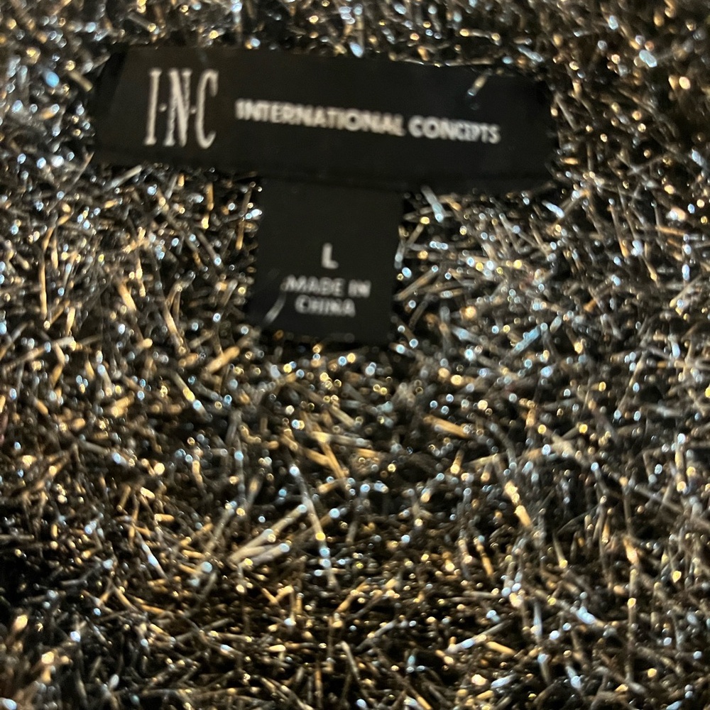 INC International Concepts Black and Silver Sweater
